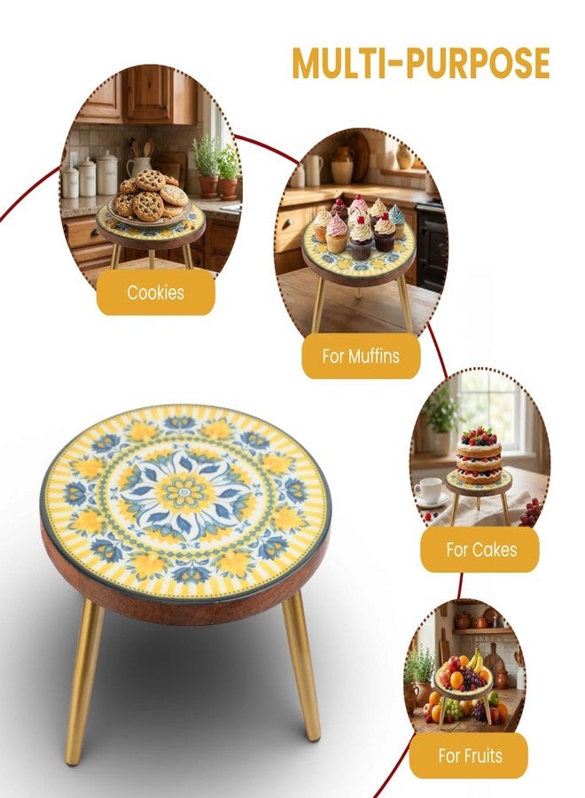 RITUALISTIC Mandala Collapsible Cake Stand with Metal Legs | Elegant Cake Display for Decoration & Cutting | Round Dessert Tray for Cakes, Events, Birthdays & Home Décor - Image 5